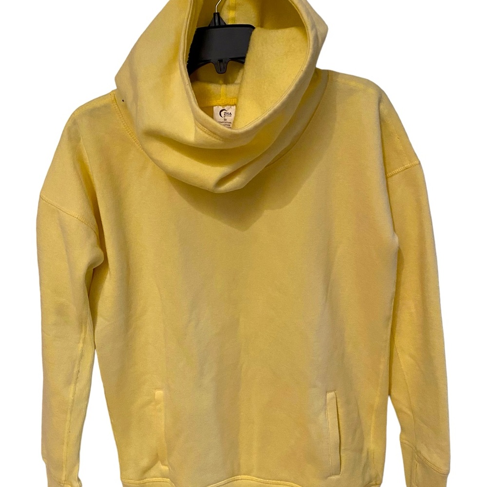 Zyia Cowlneck Oh So Soft Yellow pullover pockets Hoodie XS